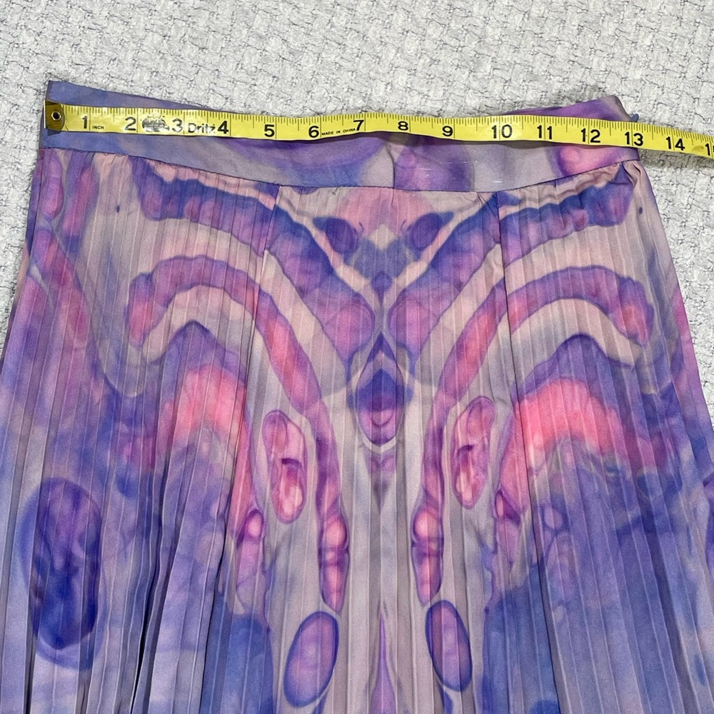 Anthropologie Purple Siddhartha Bansal Marble Dyed Pleated Maxi Skirt Size 2 - Picture 13 of 14